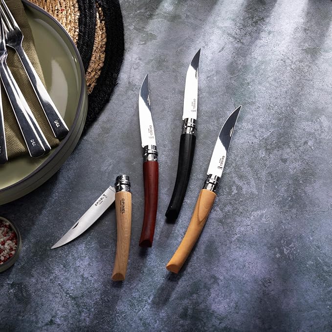 Opinel Effile Slimline Series Folding Fillet Knife – Slim Blade Folding Knife, Virobloc Locking Collar, Sustainably Harvested Wood Handles, Updated Blade Profile (Olivewood/No.10)