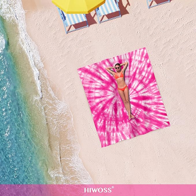 Beach Blanket Waterproof Sandproof Oversized 95”x 80”,Sand Free Beach Mat with Corner Pockets,Portable Mesh Bag for Beach Festival,Picnic,Travel and Outdoor Camping (PinkFloyd)