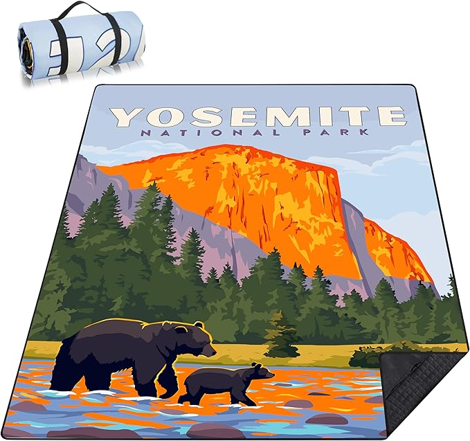 Picnic Blankets Beach Blanket 80" X 60" Extra Large Waterproof Camping Blankets Portable Outdoor Mat 3-Layer blanket for Beach, Hiking, Park, Music Festival, Grass Lawn,Travel