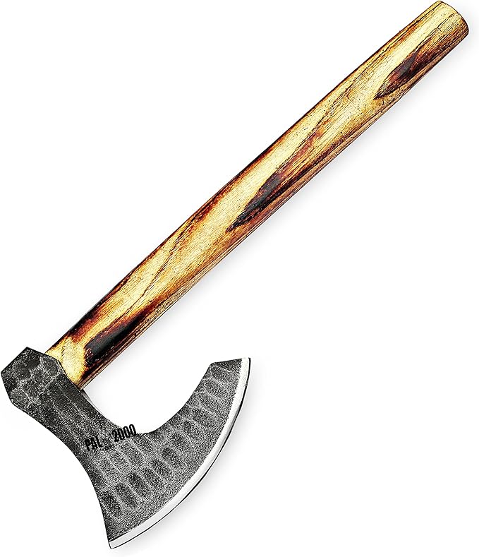 AX-2038 Custom Handmade Viking Hatchet Axe Carbon Steel Head Bearded Camping Tomahawk Battle Ax with Sheath