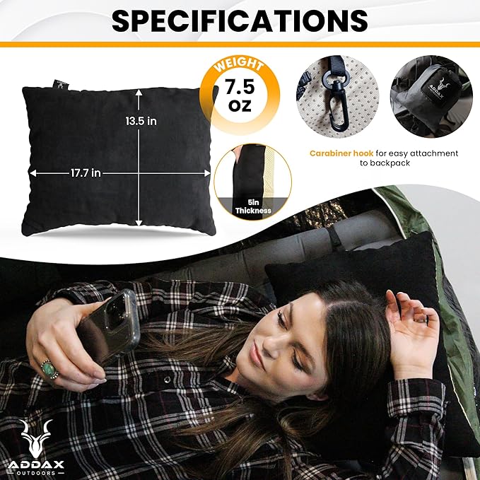 Hybrid Inflatable Pillow for Camping with Padding | Camping Pillows for Sleeping with Washable Cover | Backpacking Pillow Ultralight