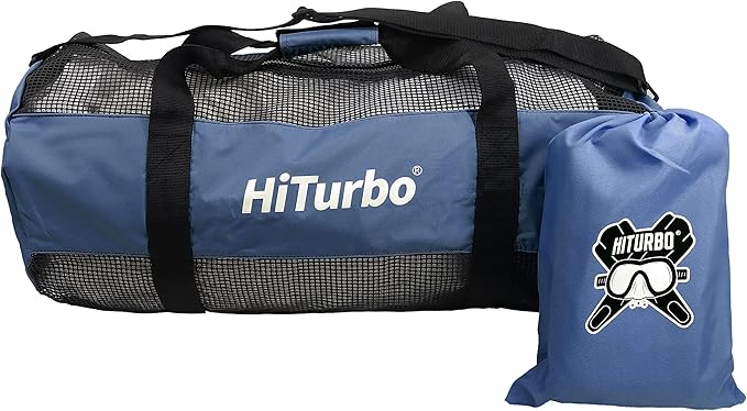 Hiturbo Mesh Dive Duffel Bag: Scuba Gear Bags for Diving, Snorkeling, Freediving and Swimming - 60L Travel Beach Pool Water Sports Equipment Bag with Shoulder Strap