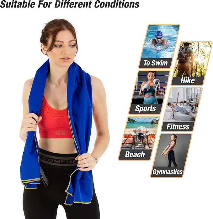 Microfiber Gym & Travel Towel Set of 2 Size in 1 Pack (XL + S) - Camping Towel - Sports & Beach & Yoga Towel- Quick Dry Towel - Super Absorbent