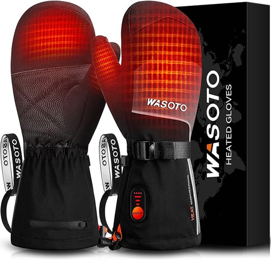 Heated Mittens Gloves for Women Men 7.4V 22.2WH Electric Rechargeable Waterproof Ski Gloves for Winter Work Skiing Snowboarding Hiking Fishing Camping
