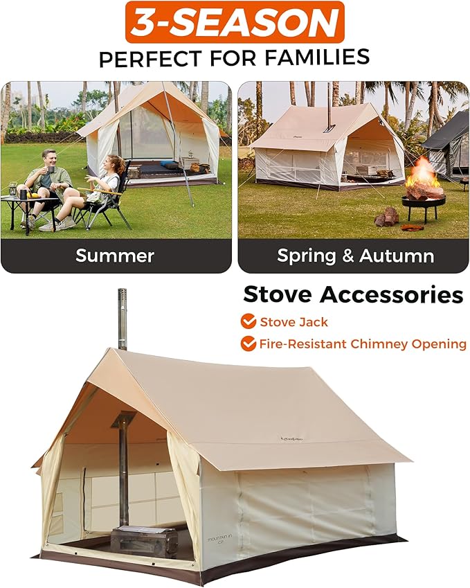 KingCamp Camping Tent 6-8 Person, Weatherproof Hot Tent Large Family Cabin Tents with Stove Jack, Waterproof & Windproof for Family Camping & Outdoor Parties