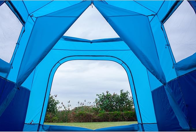 KTT Large Tent 6-8 Person,Family Cabin Tents,Straight Wall,3 Doors and 3 Windows with Mesh,Waterproof,Big Tent for Outdoor,Picnic,Camping,Family,Friends Gathering.……