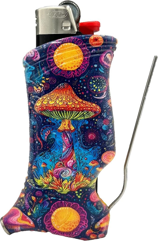 Toker Poker - Bic Lighter Case Multi Tool, Golden Teacher Design, All Inclusive Tool for Camping and Other