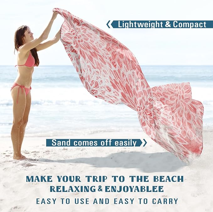 Beach Blanket Sandproof Waterproof 78''×110'' 1-7Adults Oversized,Compact Lightweight Durable Beach Mat for Travel Camping Hiking Picnic Blanket
