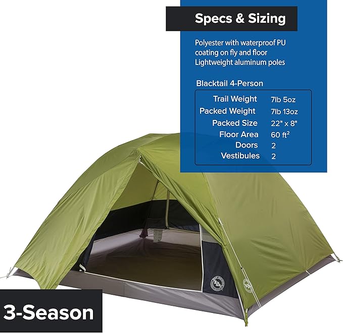 Big Agnes Blacktail & Blacktail Backpacking and Camping Tent
