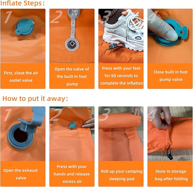 Sleeping Pad for Camping, Ultralight Inflatable Sleeping Mat with Built-in Foot Pump, Upgraded 50D Nylon Durable Camping Air Mattress, Suitable for Camping, Fishing, self Driving Tours