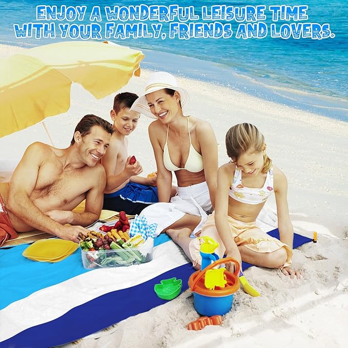 Beach Blanket Waterproof Sandproof 1-8 Adult Oversized 9'×10' Lightweight Durable Compact Sand Free Beach Mat for Travel Camping Hiking Picnic Blanket