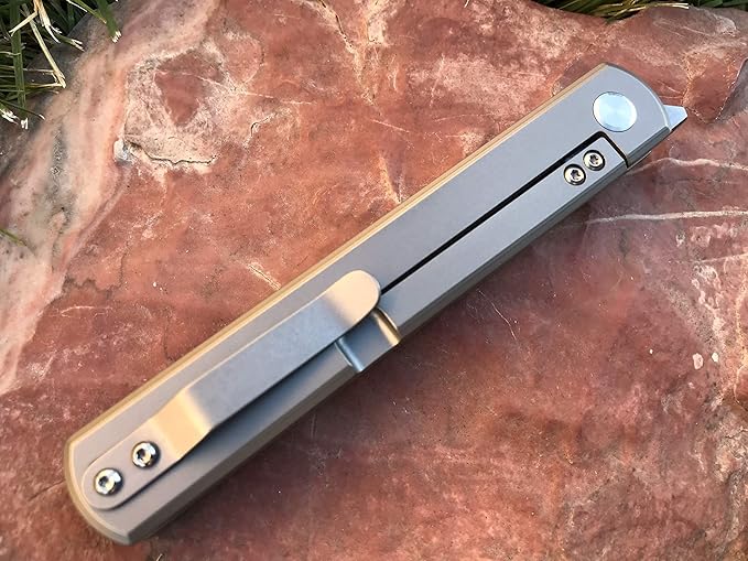 Higonokami Pocket Folding Knife! Solid Tc4 Titanium Handle! Japanese Style Top Flipper! Razor Sharp D2 Steel Tanto Blade! (Tatsu Higonokami)