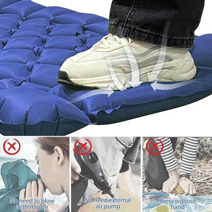ONTYZZ Sleeping Pad for Camping Ultralight Inflatable Sleeping Pad with Built-in Foot Pump Upgraded Durable Compact Camping Air Pad for Camping Hiking Traveling, Blue
