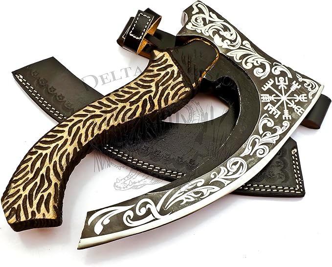Hand Forged Viking Axe of Ragnor Lorthbrook- Battle Ready Viking Axe -with Ash Wood-Best Gift (Black(Pizza Cutter))