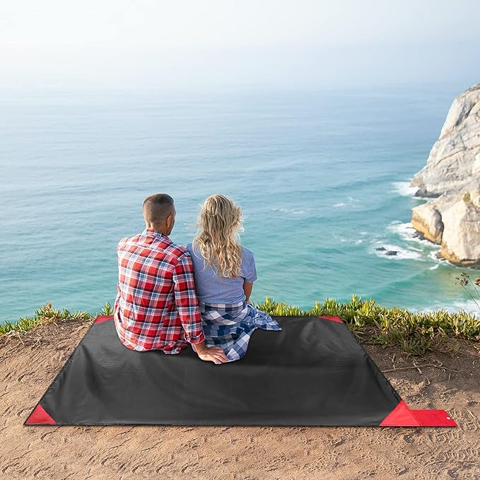 Odoland Beach Blanket Picnic Blanket, SandProof Waterproof Outdoor Pocket Blanket with Portable Bag, Foldable Lightweight Sand Free Quick Drying Beach Mat for Hiking Camping Picnics Travel Concert