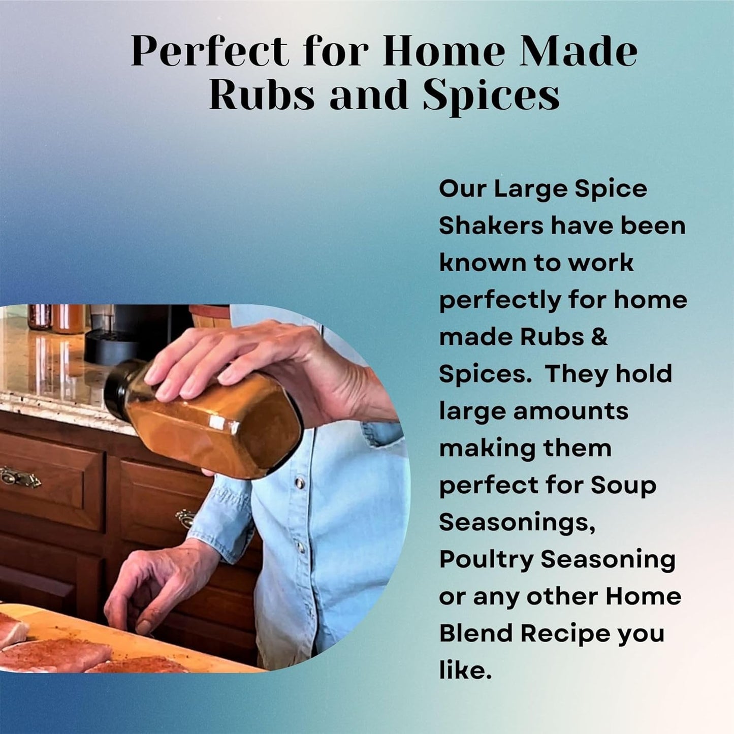 JARMING COLLECTIONS 16oz Glass French Square Spice Shakers with Lids – Large Seasoning Containers for Kitchen, Pantry, Herbs & Spices - Enhance Your Spice Storage – Made in USA