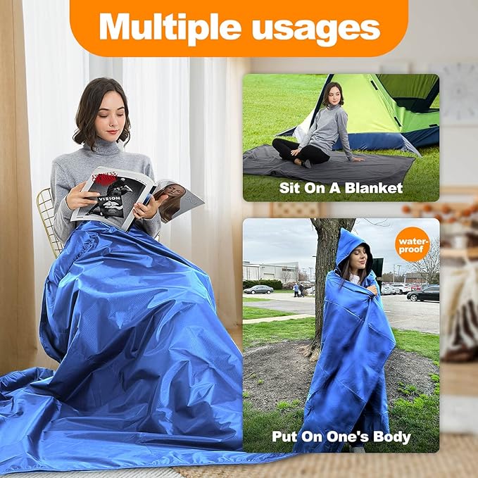DOBYE Hooded Stadium Blanket, Large Waterproof Outdoor Fleece Blanket, Windproof Wearable Portable Warm Mat for Camping