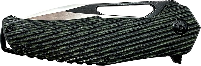 Chibs EDC Folding Knife 3.5” Stainless Steel Blade - Textured Two-Tone G10 Scales Handle Everyday Carry Adventure Flipper Deep Reversible Pocket Clip (Green/Black) (AUB09VCHYCPT)
