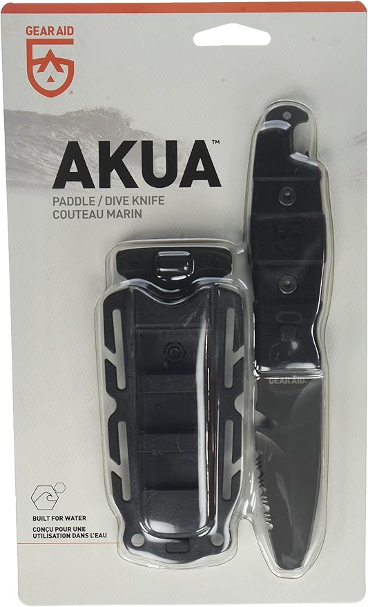GEAR AID Akua Blunt Tip Paddle Knife with Serrated 3” Blade and Sheath