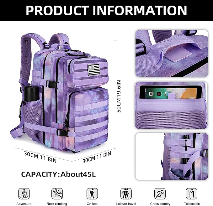 Military Tactical Backpack Hiking Backpacks Tactical Gear Camo Back Pack Army Molle Bag Rucksack Fitness Daypack