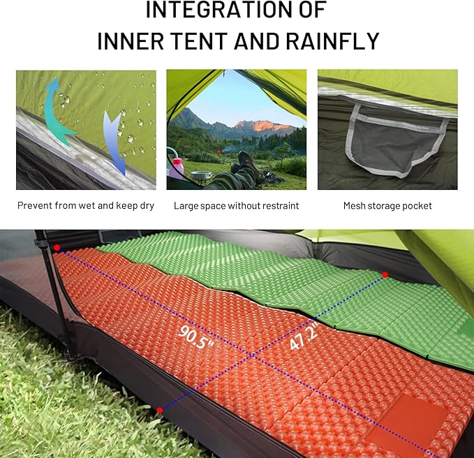 LANSHAN Ultralight Tent 3-Season Backpacking Tent for 1-Person or 2-Person Camping, Trekking, Kayaking, Climbing, Hiking