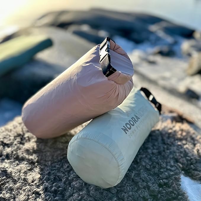 Down Camping Blanket - Warm Puffy Camping Quilt for Cold Weather, Backpacking, Hiking, Beach, Travel Gear - Lightweight Outdoor Packable Blanket Poncho or Throw & Bag - 50x77