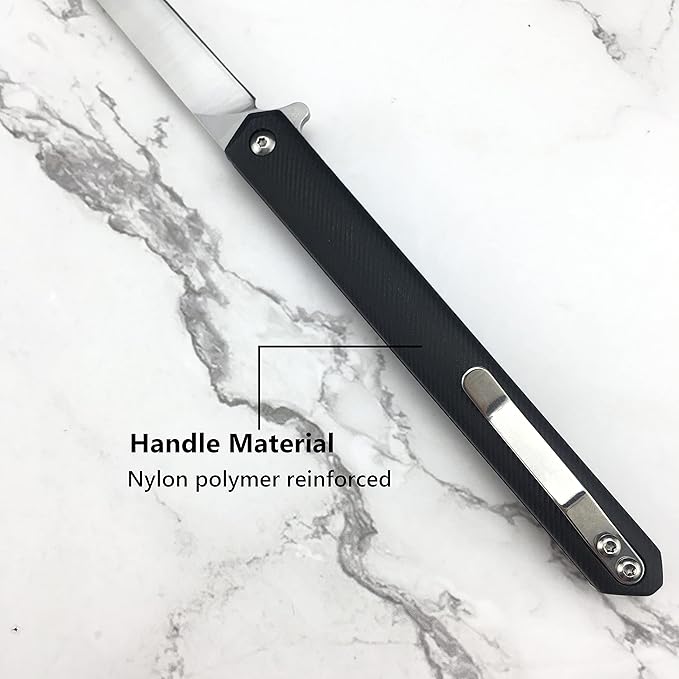 HUAAO 7.95’’ Slim Pocket Knife with Clip, Liner Lock, ceo Knife Gentleman Knife for Men Women, Flip Knife Slim Folding Knife for EDC Outdoor Camping Hiking