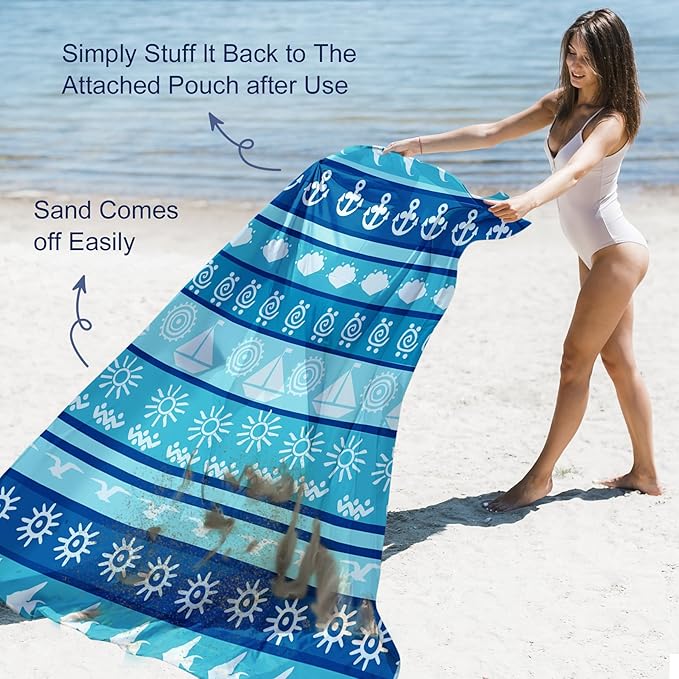 Large Beach Blanket Waterproof Sandproof 108"x 82" for 1-6 Adults,Quick Drying Beach Mat,Lightweight & Durable,Beach Essentials for Family Beach Camping Travel Picnic