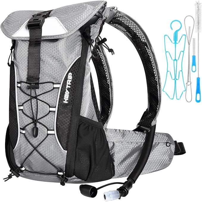 HEYTRIP Hydration Backpack with 3L TPU Water Bladder, Hydration Bladder Cleaning Kit, Insulated Hiking Backpack Lightweight 600D for Running Cycling Hiking Biking Camping