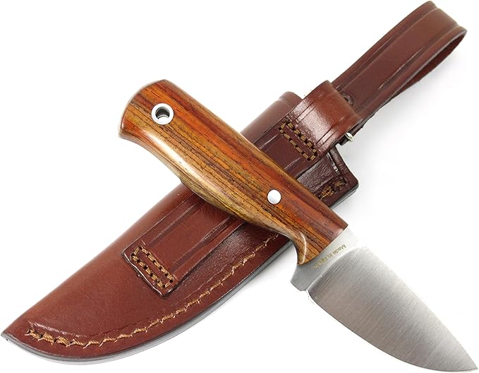 HOBBIT: Bushcraft Survival Hunting Tactical Neck Knife, Stainless Steel MV-58, Leather Sheath, Handmade