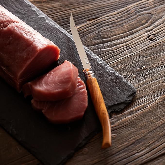 Opinel Effile Slimline Series Folding Fillet Knife – Slim Blade Folding Knife, Virobloc Locking Collar, Sustainably Harvested Wood Handles, Updated Blade Profile (Olivewood/No.12)