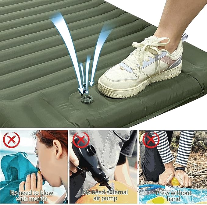 EULANT Self Inflating Camping Sleeping Pad with Pillow, Thick Inflatable Sleeping Pad with Built-in Pump, Ultralight Camping Air Mattress, Waterproof Sleeping Mat for Camping Backpacking Hiking Tent