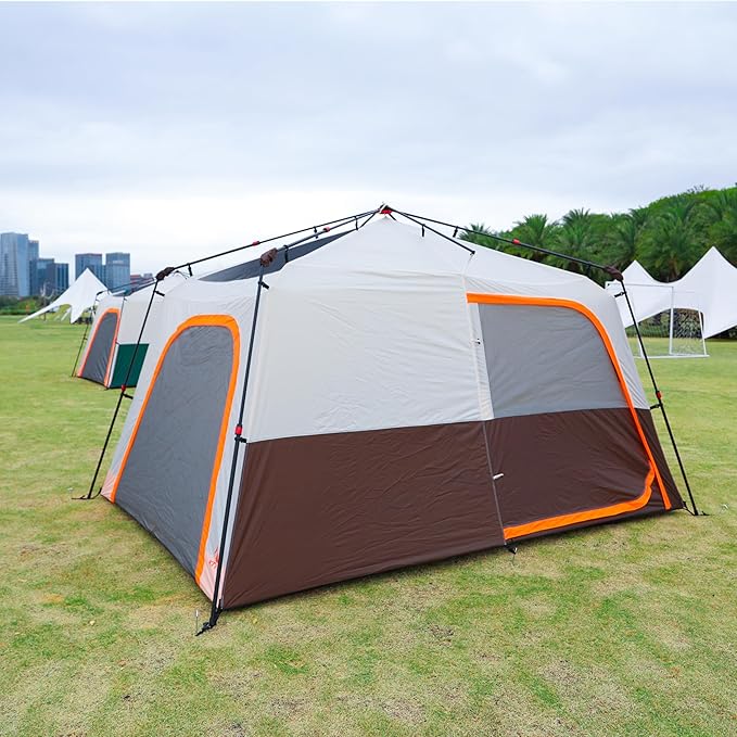KTT Large Tent 6-8 Person,Family Cabin Tents,Straight Wall,3 Doors and 3 Windows with Mesh,Waterproof,Big Tent for Outdoor,Picnic,Camping,Family,Friends Gathering.……