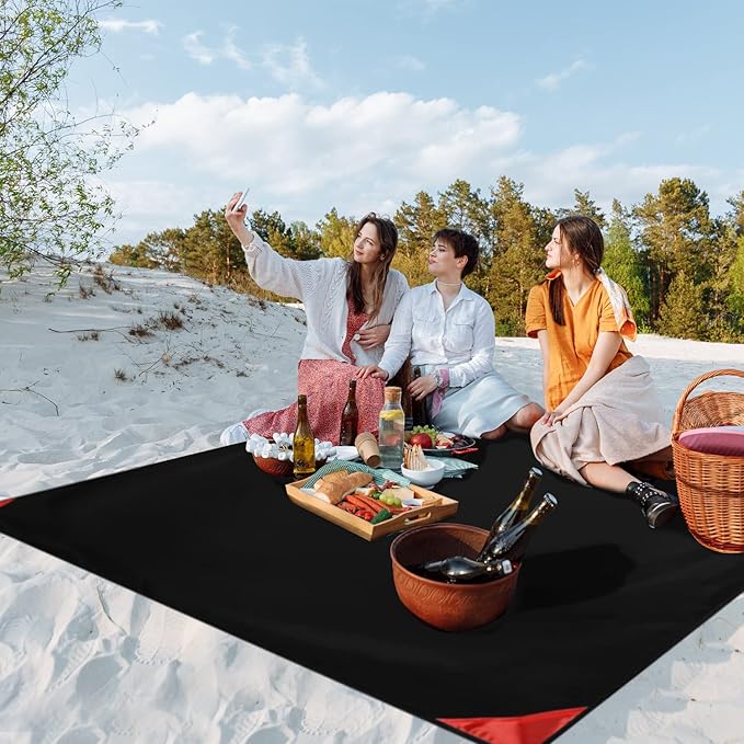 Odoland Beach Blanket Picnic Blanket, SandProof Waterproof Outdoor Pocket Blanket with Portable Bag, Foldable Lightweight Sand Free Quick Drying Beach Mat for Hiking Camping Picnics Travel Concert