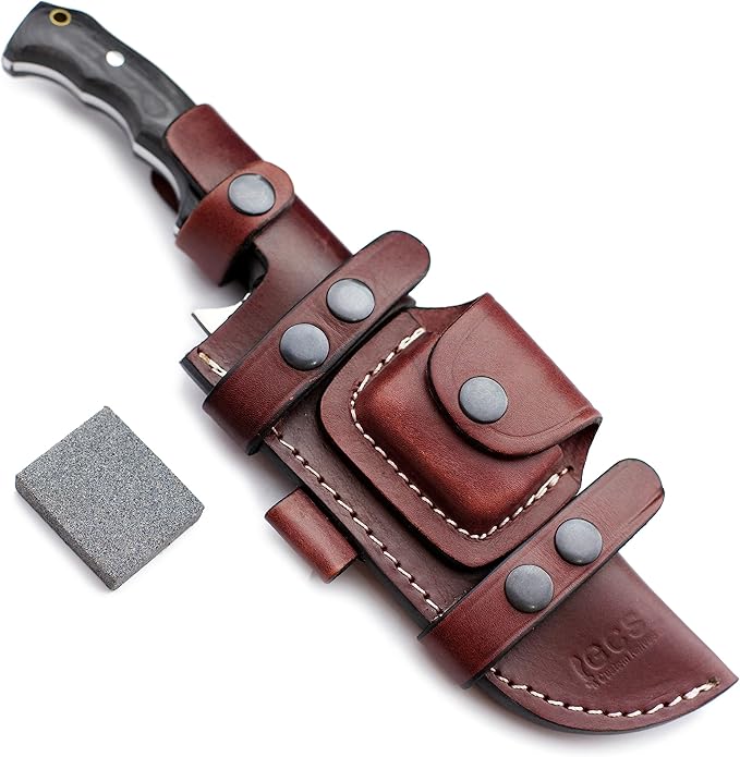 GCS Handmade Brown Leather Sheath Right from Front Vertical - Left from Back Horizontal Knife - GCS 223