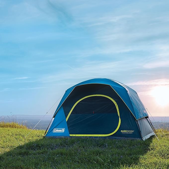 Coleman 4-Person Dark Room Skydome Camping Tent, Blue
