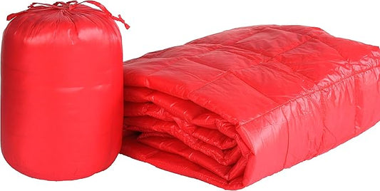 PUFF 50" x 70" High Loft Down Indoor/Outdoor Water Resistant Throw with Extra Strong Nylon Cover, Coral