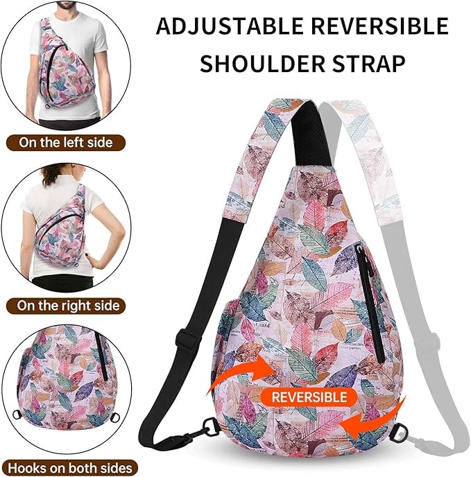 HUA ANGEL Crossbody Sling Bag for Men & Women Lightweight Waterproof Chest Shoulder Bag for Travel Hiking & Everyday Use