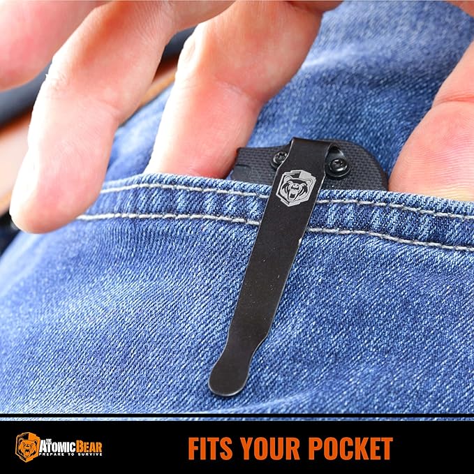 The Atomic Bear Pocket Knife with Stainless Steel Blade - G10 Handle Folding Knife for Outdoor, Tactical, Utility and EDC