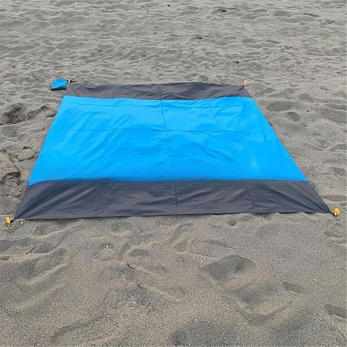 Large Beach Blanket 79''×83'' Double-Sided Waterproof Outdoor Mat with Ground Nails,Lightweight Picnic Blanket for Camping, Hiking, Picnic, Beach, Travel, Sports