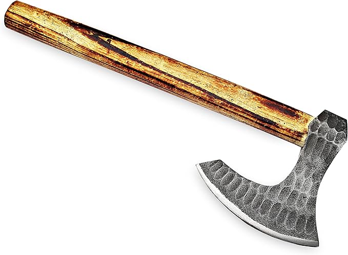 AX-2038 Custom Handmade Viking Hatchet Axe Carbon Steel Head Bearded Camping Tomahawk Battle Ax with Sheath