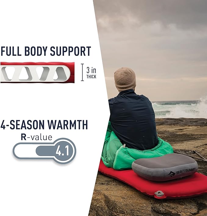 Sea to Summit Comfort Plus Self-Inflating Foam 2-Person Camping Mattress, Crimson Red