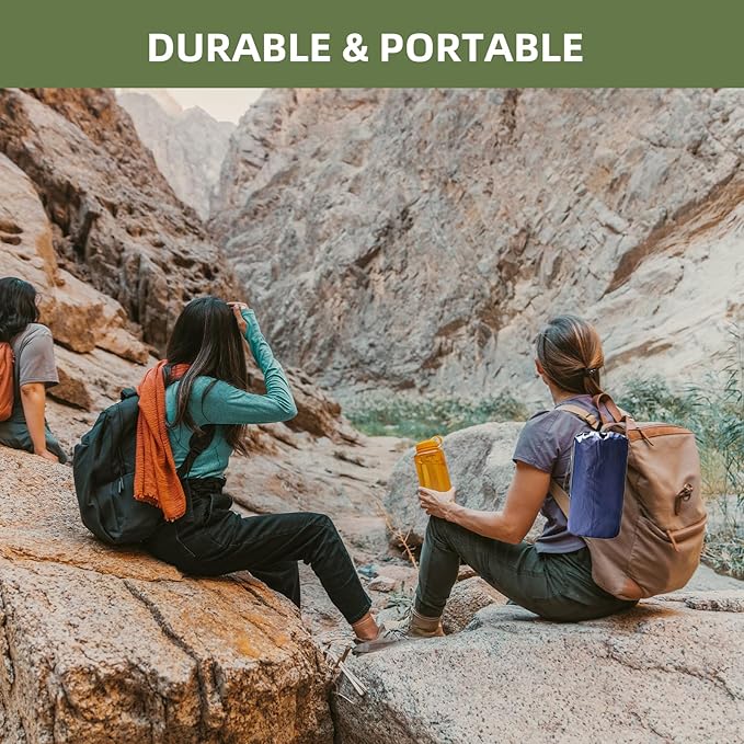 Double Sleeping Pad for Camping, Self-Inflating Sleeping Mat with Built-in Foot Pump, Air Mattress with Pillows, Foldable Camping Sleeping Pad for Hiking, Backpacking, Traveling (Blue)