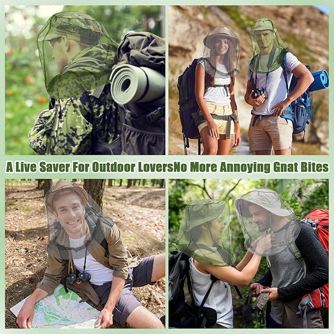 HESTYA 4 Pack Mosquito Net Face Mesh Net Protecting Net for Outdoor Hiking Camping Climbing Mosquito Fly Insects Preventing