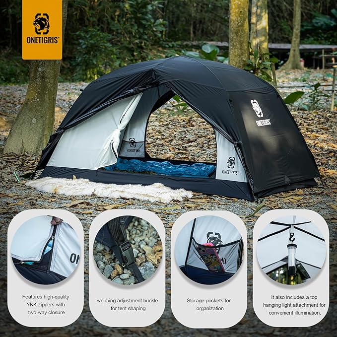 OneTigris Stella 4 Season Camping Tent Backpacking 2 Person Waterproof Lightweight Easy Setup Instant 3000mm Waterproof Rating Outdoor Hiking Tent