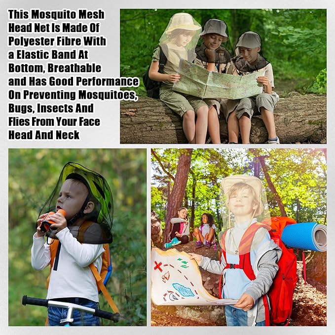 HESTYA 4 Pack Mosquito Net Mesh for Head Face Neck Fly Netting Hood from Bugs Gnats No See Net with Carry Bags for Outdoor