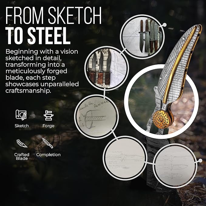 Premium Damascus Steel Pocket Knife - Folding Knife - Survival Knife - Ideal Gifts for Men, 10cm Blade, 12cm Handle, Over 200 Layers, Tactical Survival & Hunting Knife - High Hardness Over 58 HRC