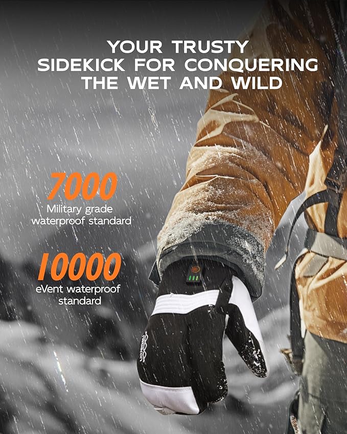Heated Mittens for Men Women, 7.6V Rechargeable Battery Electric Mittens, Event Waterproof and Breathable Winter Mittens, Perfect for Skiing Snowboarding Motorcycling Hunting Camping