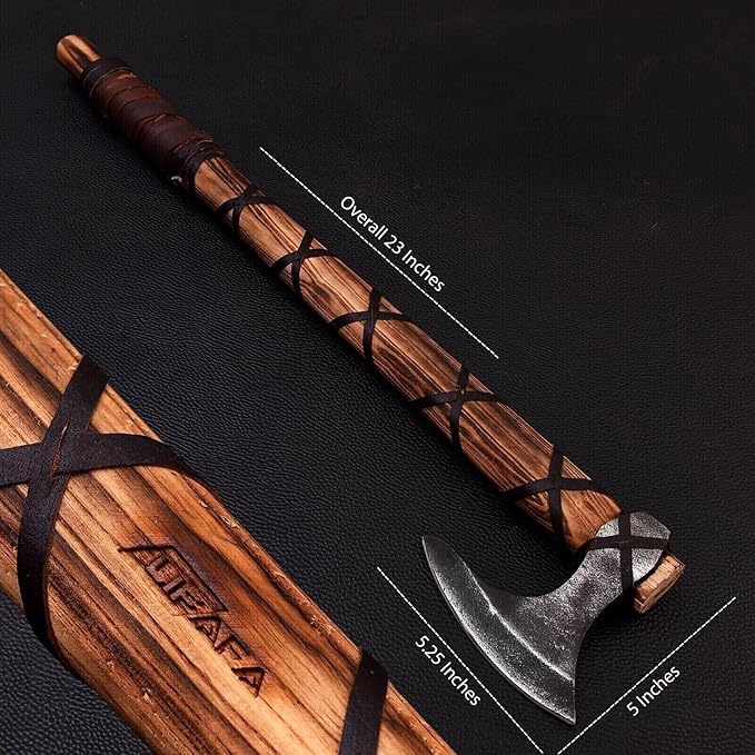 Handmade Viking Axe Real Carbon Steel Axe with Leather Sheath Camping Bearded Axes & Hatchets Hunting Axe Valentine's Day Gift, Camping & Hiking | Knives & Tools | Birthday Gift for him (VK-Ax-19)