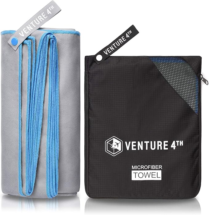 VENTURE 4TH Quick Dry Travel Towel - Fast Drying Ultra Soft Microfiber Towels - Essential for Camping, Backpacking, Yoga, Swimming, Gym, Sports and Beach - 3 Compact Sizes